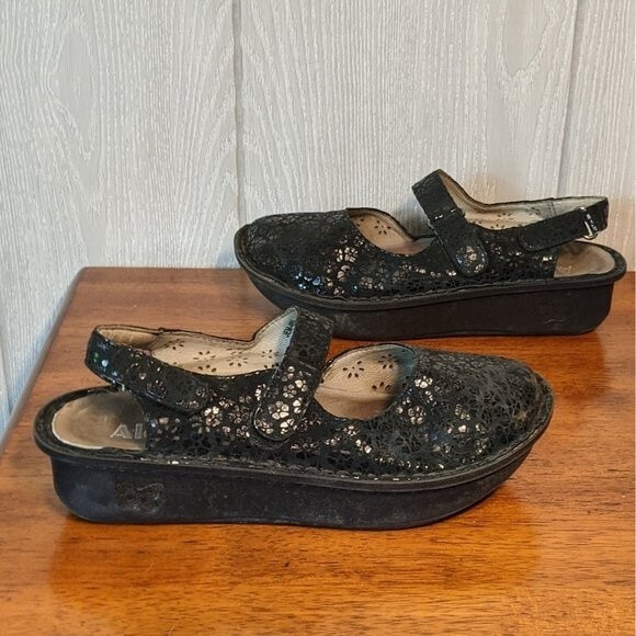 Alegria slingback maryjane clogs black shiny EUC SZ 36 Jem-405 6-6.5 - Picture 5 of 7